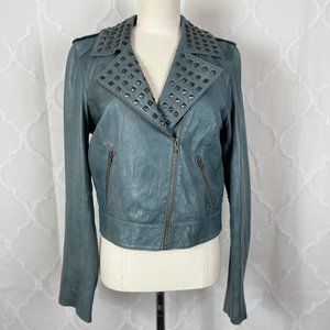 Trouve Grey Leather Studded Jacket - image 1